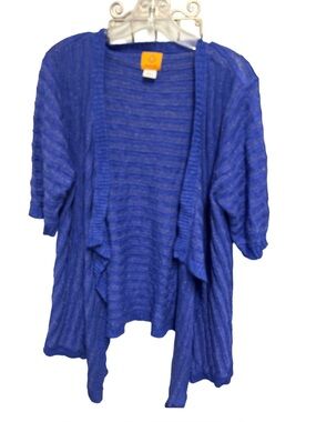 Ruby Rd. Women’s XL Royal Blue Open-Front Short Sleeve Cardigan